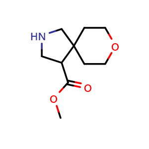 Chemical structure of Methyl 8-oxa-2-azaspiro[4.5]decane-4-carboxylate , CAS 1602313-90-5, AChemBlock S79156