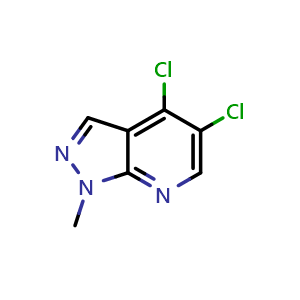 Chemical structure of 4,5-dichloro-1-methyl-pyrazolo[3,4-b]pyridine , CAS 1601850-48-9, AChemBlock S79159