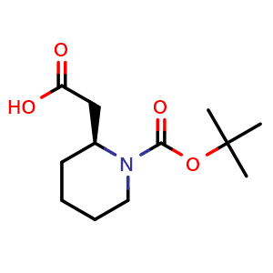 Chemical structure of 2-[(2S)-1-[(tert-butoxy)carbonyl]piperidin-2-yl]acetic acid , CAS 159898-10-9, AChemBlock S79170