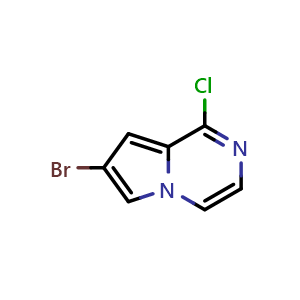 Chemical structure of 7-bromo-1-chloropyrrolo[1,2-a]pyrazine , CAS 1597913-29-5, AChemBlock S79176
