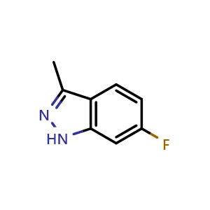 Chemical structure of 6-fluoro-3-methyl-1H-indazole , CAS 159305-16-5, AChemBlock S79191