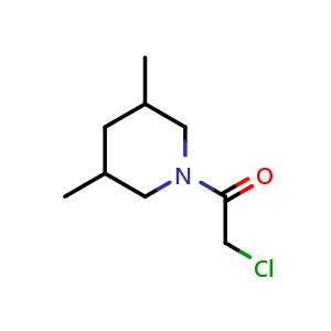 Chemical structure of 2-chloro-1-(3,5-dimethylpiperidin-1-yl)ethan-1-one , CAS 158890-34-7, AChemBlock S79205