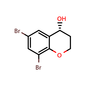 Chemical structure of (4R)-6,8-dibromo-3,4-dihydro-2H-1-benzopyran-4-ol , CAS 1568213-71-7, AChemBlock S79247