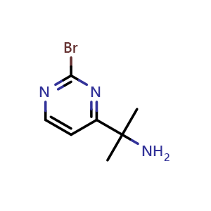 Chemical structure of 2-(2-bromopyrimidin-4-yl)propan-2-amine , CAS 1563529-32-7, AChemBlock S79259