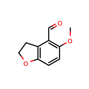 Chemical structure of 5-methoxy-2,3-dihydro-1-benzofuran-4-carbaldehyde , CAS 156297-81-3, AChemBlock S79262