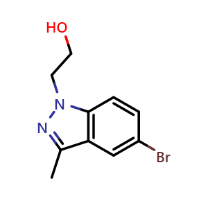 Chemical structure of 2-(5-bromo-3-methyl-1H-indazol-1-yl)ethan-1-ol , CAS 1562397-38-9, AChemBlock S79265