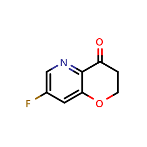 Chemical structure of 7-fluoro-2,3-dihydropyrano[3,2-b]pyridin-4-one , CAS 1561782-02-2, AChemBlock S79267