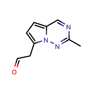 Chemical structure of 2-{2-methylpyrrolo[2,1-f][1,2,4]triazin-7-yl}acetaldehyde , CAS 1557881-44-3, AChemBlock S79298