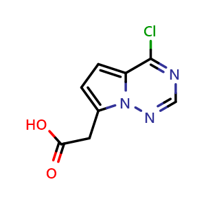 Chemical structure of 2-{4-chloropyrrolo[2,1-f][1,2,4]triazin-7-yl}acetic acid , CAS 1557731-75-5, AChemBlock S79304