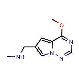 Chemical structure of ({4-methoxypyrrolo[2,1-f][1,2,4]triazin-6-yl}methyl)(methyl)amine , CAS 1557514-30-3, AChemBlock S79311