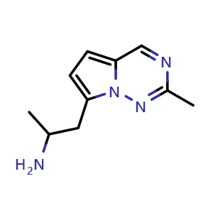 Chemical structure of 1-{2-methylpyrrolo[2,1-f][1,2,4]triazin-7-yl}propan-2-amine , CAS 1557512-86-3, AChemBlock S79312