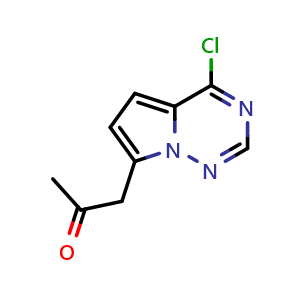 Chemical structure of 1-{4-chloropyrrolo[2,1-f][1,2,4]triazin-7-yl}propan-2-one , CAS 1556655-88-9, AChemBlock S79319