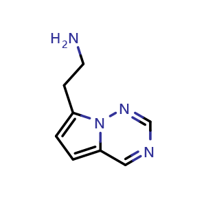 Chemical structure of 2-{pyrrolo[2,1-f][1,2,4]triazin-7-yl}ethan-1-amine , CAS 1556454-09-1, AChemBlock S79324