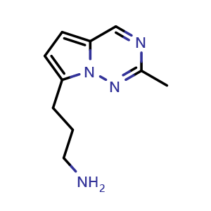 Chemical structure of 3-{2-methylpyrrolo[2,1-f][1,2,4]triazin-7-yl}propan-1-amine , CAS 1556363-75-7, AChemBlock S79326