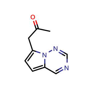 Chemical structure of 1-{pyrrolo[2,1-f][1,2,4]triazin-7-yl}propan-2-one , CAS 1556313-14-4, AChemBlock S79329