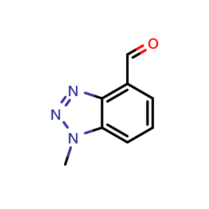 Chemical structure of 1-methyl-1H-1,2,3-benzotriazole-4-carbaldehyde , CAS 1556129-46-4, AChemBlock S79332