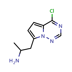 Chemical structure of 1-{4-chloropyrrolo[2,1-f][1,2,4]triazin-7-yl}propan-2-amine , CAS 1555713-56-8, AChemBlock S79336