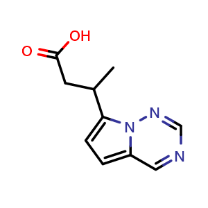 Chemical structure of 3-{pyrrolo[2,1-f][1,2,4]triazin-7-yl}butanoic acid , CAS 1555671-71-0, AChemBlock S79337