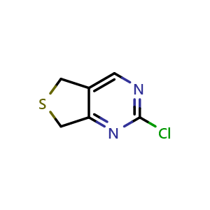 Chemical structure of 2-chloro-5H,7H-thieno[3,4-d]pyrimidine , CAS 1555437-74-5, AChemBlock S79342