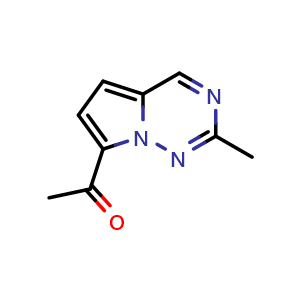 Chemical structure of 1-{2-methylpyrrolo[2,1-f][1,2,4]triazin-7-yl}ethan-1-one , CAS 1555382-61-0, AChemBlock S79344