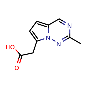 Chemical structure of 2-{2-methylpyrrolo[2,1-f][1,2,4]triazin-7-yl}acetic acid , CAS 1554511-14-6, AChemBlock S79353