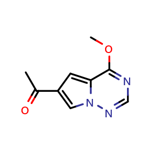 Chemical structure of 1-{4-methoxypyrrolo[2,1-f][1,2,4]triazin-6-yl}ethan-1-one , CAS 1554511-10-2, AChemBlock S79354