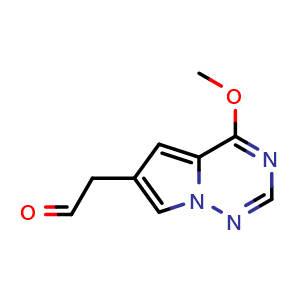 Chemical structure of 2-{4-methoxypyrrolo[2,1-f][1,2,4]triazin-6-yl}acetaldehyde , CAS 1554508-21-2, AChemBlock S79355