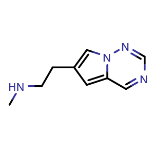 Chemical structure of methyl(2-{pyrrolo[2,1-f][1,2,4]triazin-6-yl}ethyl)amine , CAS 1554484-92-2, AChemBlock S79356