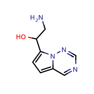 Chemical structure of 2-amino-1-{pyrrolo[2,1-f][1,2,4]triazin-7-yl}ethan-1-ol , CAS 1554478-66-8, AChemBlock S79361