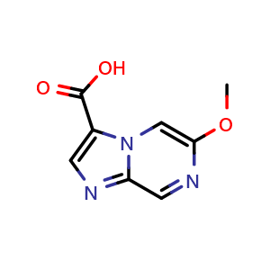 Chemical structure of 6-Methoxyimidazo[1,2-a]pyrazine-3-carboxylic acid , CAS 1554409-07-2, AChemBlock S79364