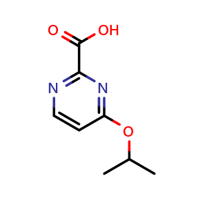 Chemical structure of 4-(propan-2-yloxy)pyrimidine-2-carboxylic acid , CAS 1554281-54-7, AChemBlock S79367