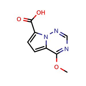 Chemical structure of 4-Methoxypyrrolo[2,1-f][1,2,4]triazine-7-carboxylic acid , CAS 1552739-18-0, AChemBlock S79377