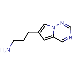 Chemical structure of 3-{pyrrolo[2,1-f][1,2,4]triazin-6-yl}propan-1-amine , CAS 1552475-14-5, AChemBlock S79383