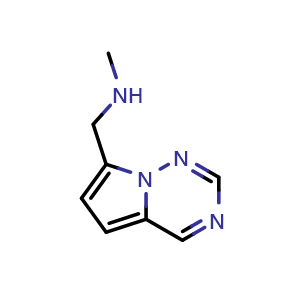 Chemical structure of methyl({pyrrolo[2,1-f][1,2,4]triazin-7-yl}methyl)amine , CAS 1552461-60-5, AChemBlock S79384