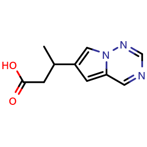 Chemical structure of 3-{pyrrolo[2,1-f][1,2,4]triazin-6-yl}butanoic acid , CAS 1552115-78-2, AChemBlock S79389