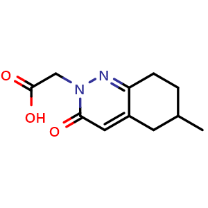 Chemical structure of 2-(6-methyl-3-oxo-2,3,5,6,7,8-hexahydrocinnolin-2-yl)acetic acid , CAS 1551866-30-8, AChemBlock S79390