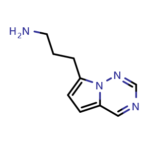 Chemical structure of 3-{pyrrolo[2,1-f][1,2,4]triazin-7-yl}propan-1-amine , CAS 1551552-29-4, AChemBlock S79394