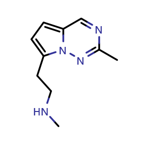 Chemical structure of methyl(2-{2-methylpyrrolo[2,1-f][1,2,4]triazin-7-yl}ethyl)amine , CAS 1550792-83-0, AChemBlock S79410