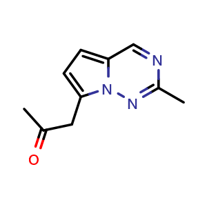 Chemical structure of 1-{2-methylpyrrolo[2,1-f][1,2,4]triazin-7-yl}propan-2-one , CAS 1547013-60-4, AChemBlock S79427