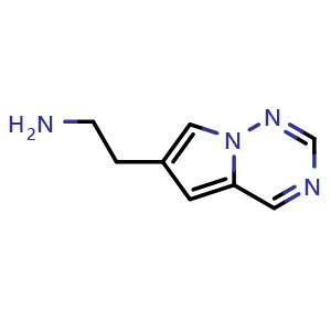 Chemical structure of 2-{pyrrolo[2,1-f][1,2,4]triazin-6-yl}ethan-1-amine , CAS 1547007-80-6, AChemBlock S79429