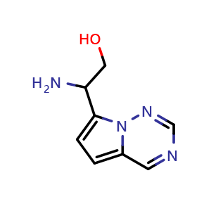 Chemical structure of 2-amino-2-{pyrrolo[2,1-f][1,2,4]triazin-7-yl}ethan-1-ol , CAS 1547007-73-7, AChemBlock S79430
