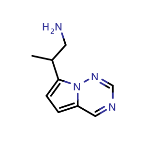 Chemical structure of 2-{pyrrolo[2,1-f][1,2,4]triazin-7-yl}propan-1-amine , CAS 1547005-13-9, AChemBlock S79431