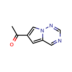 Chemical structure of 1-{pyrrolo[2,1-f][1,2,4]triazin-6-yl}ethan-1-one , CAS 1546449-24-4, AChemBlock S79447