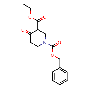 Chemical structure of 1-benzyl 3-ethyl 4-oxopiperidine-1,3-dicarboxylate , CAS 154548-45-5, AChemBlock S79461