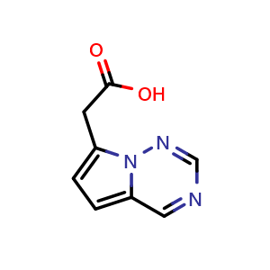 Chemical structure of 2-{pyrrolo[2,1-f][1,2,4]triazin-7-yl}acetic acid , CAS 1545329-89-2, AChemBlock S79465