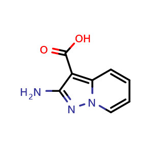 Chemical structure of 2-Aminopyrazolo[1,5-a]pyridine-3-carboxylic acid , CAS 1542020-25-6, AChemBlock S79490
