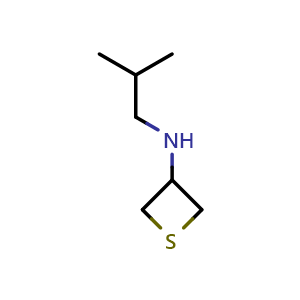 Chemical structure of N-(2-methylpropyl)thietan-3-amine , CAS 1541584-33-1, AChemBlock S79493