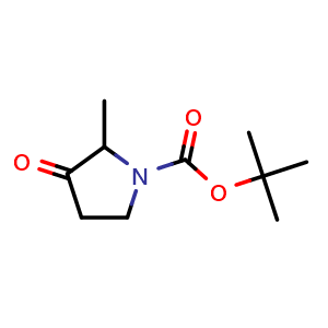 Chemical structure of tert-butyl 2-methyl-3-oxo-pyrrolidine-1-carboxylate , CAS 1539946-20-7, AChemBlock S79501