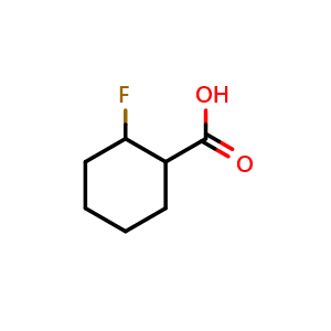 Chemical structure of 2-fluorocyclohexanecarboxylic acid , CAS 1529678-51-0, AChemBlock S79533