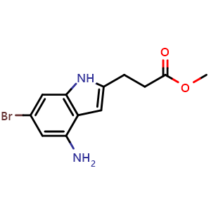 Chemical structure of methyl 3-(4-amino-6-bromo-1H-indol-2-yl)propanoate , CAS 1527007-68-6, AChemBlock S79540